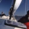 Tony Stacchi & Steve Moore sailing San Francisco Bay, 1989.